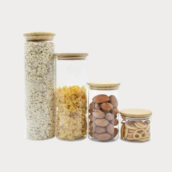 Set de 4 Tarros de Vidrio con Tapa