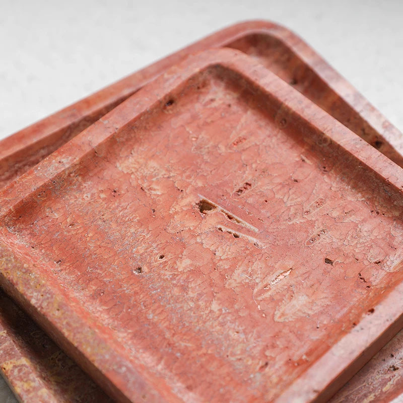 Bandeja de Mármol Travertino Rojo