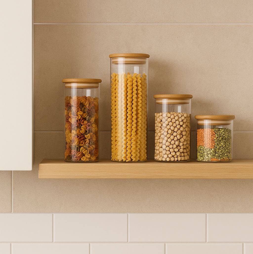 Set de 5 Tarros con Tapa Hermética