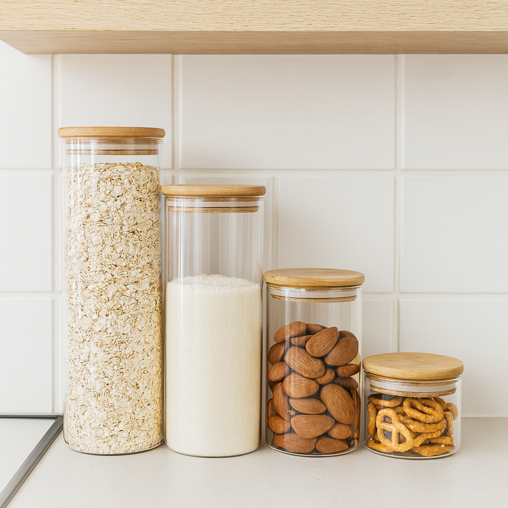 Set de 4 Tarros de Vidrio con Tapa