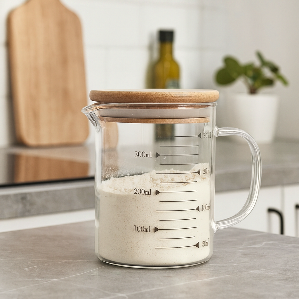 Jarra Medidora de Vidrio con Tapa