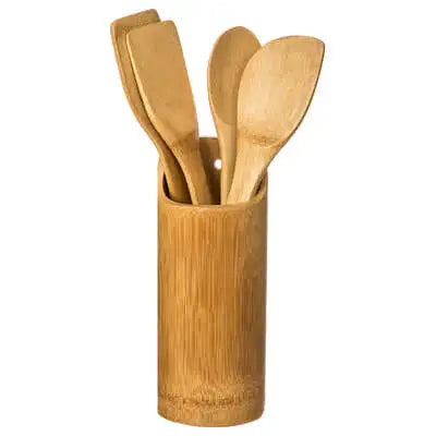 Juego de Utensilios de Cocina con Soporte de Bambú