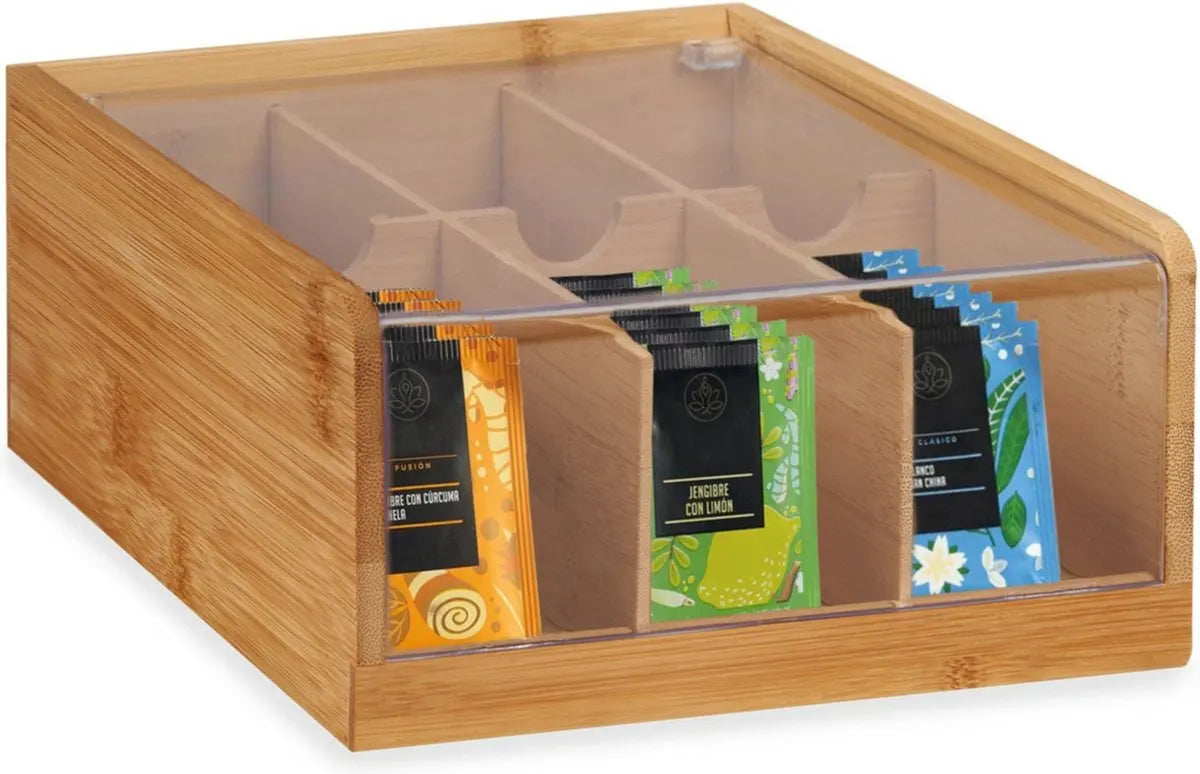 Caja de Té de Bambú con 6 Compartimentos