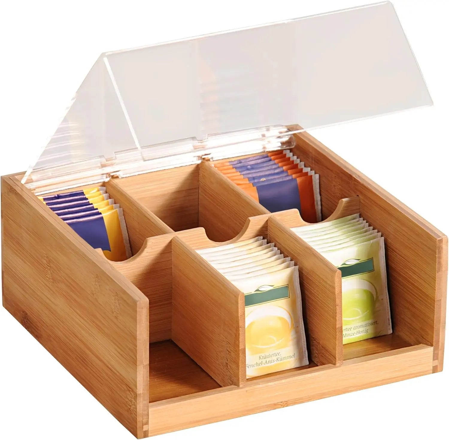 Caja de Té de Bambú con 6 Compartimentos