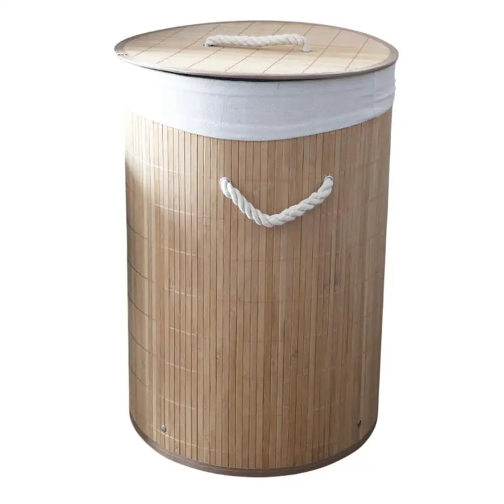 Cubo de Colada de Bambú Plegable con Tapa