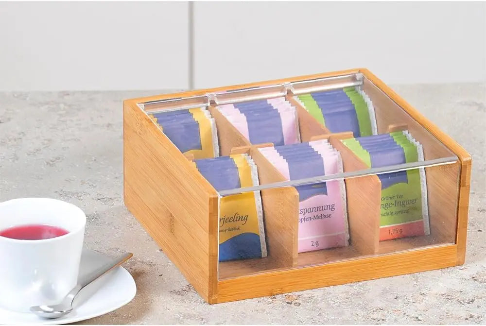 Caja de Té de Bambú con 6 Compartimentos