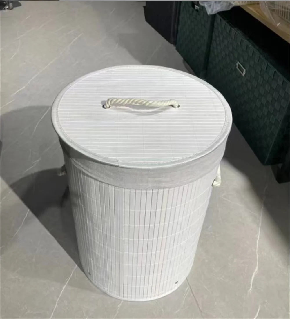 Cubo de Colada de Bambú Plegable con Tapa