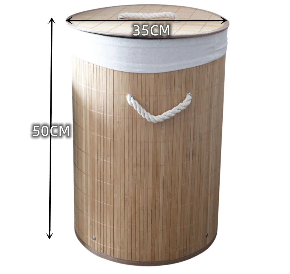 Cubo de Colada de Bambú Plegable con Tapa