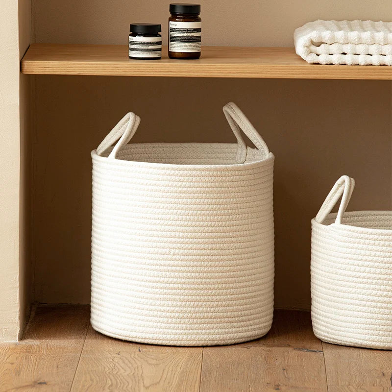 Cesta de Algodón Trenzado Blanco
