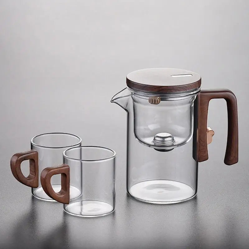 Tetera de Vidrio con Infusor y Mango de Madera