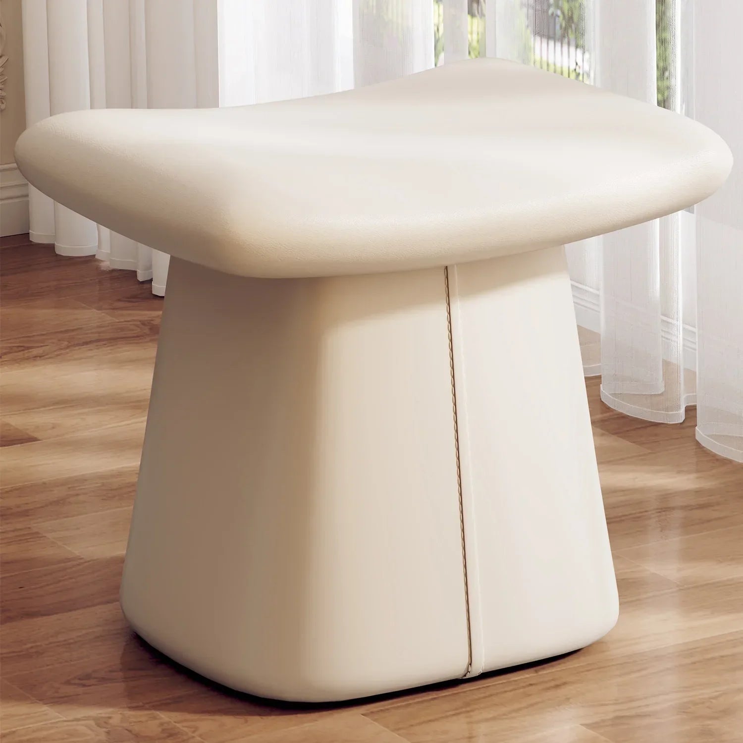 Taburete de Tocador de Cuero