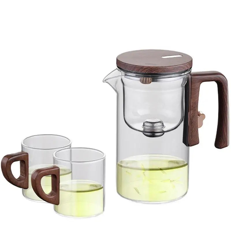 Tetera de Vidrio con Infusor y Mango de Madera