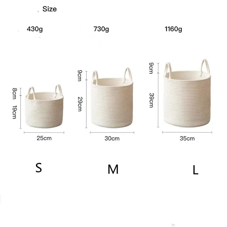 Cesta de Algodón Trenzado Blanco