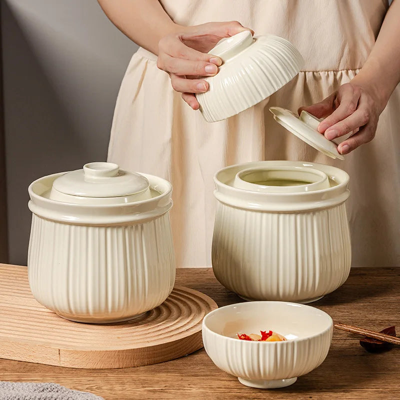 Tarro de Cerámica Estilo Nórdico para Kimchi y Fermentados