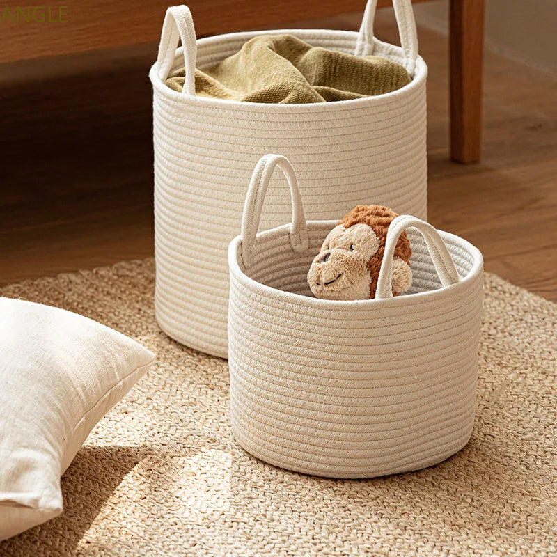 Cesta de Algodón Trenzado Blanco