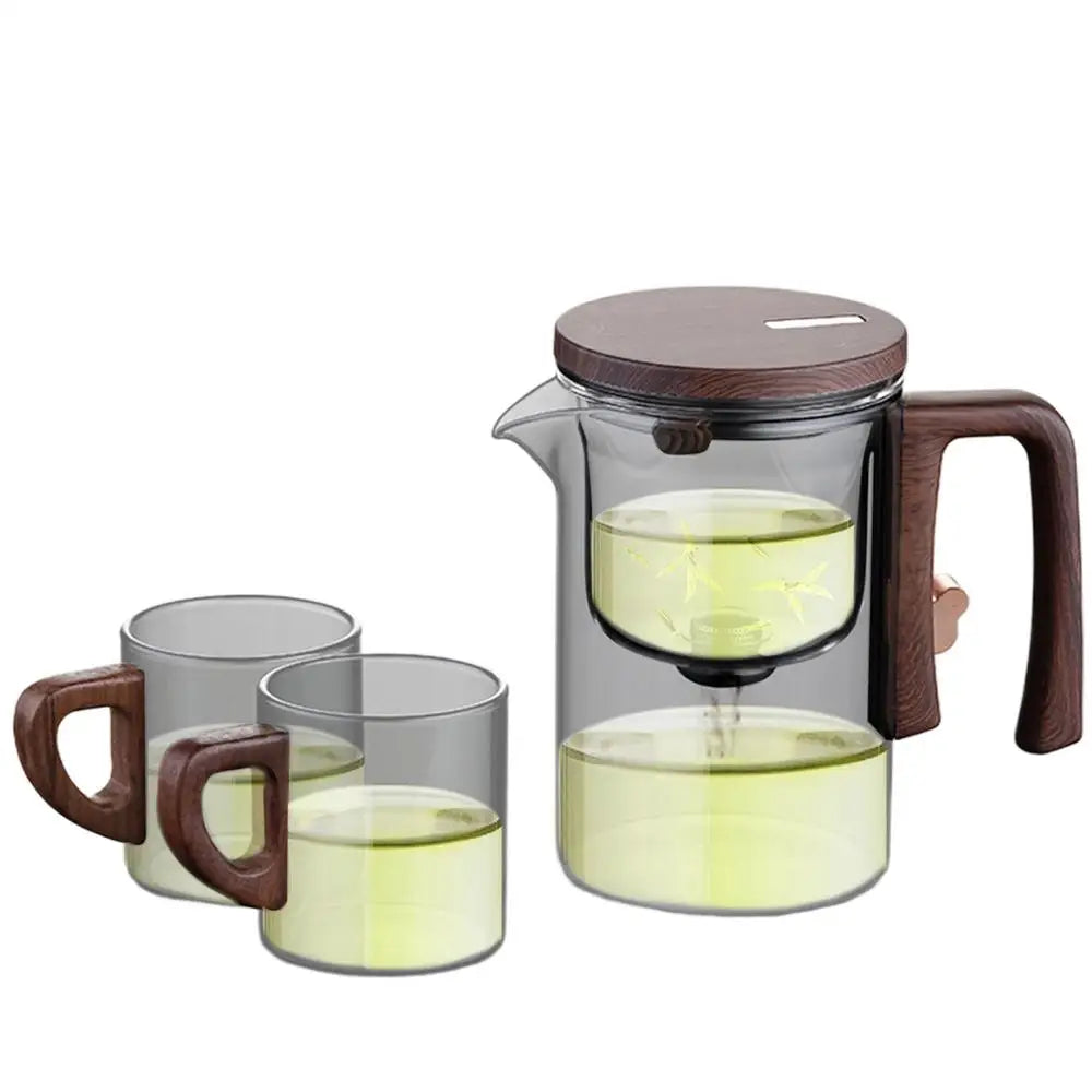 Tetera de Vidrio con Infusor y Mango de Madera