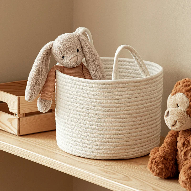 Cesta de Algodón Trenzado Blanco
