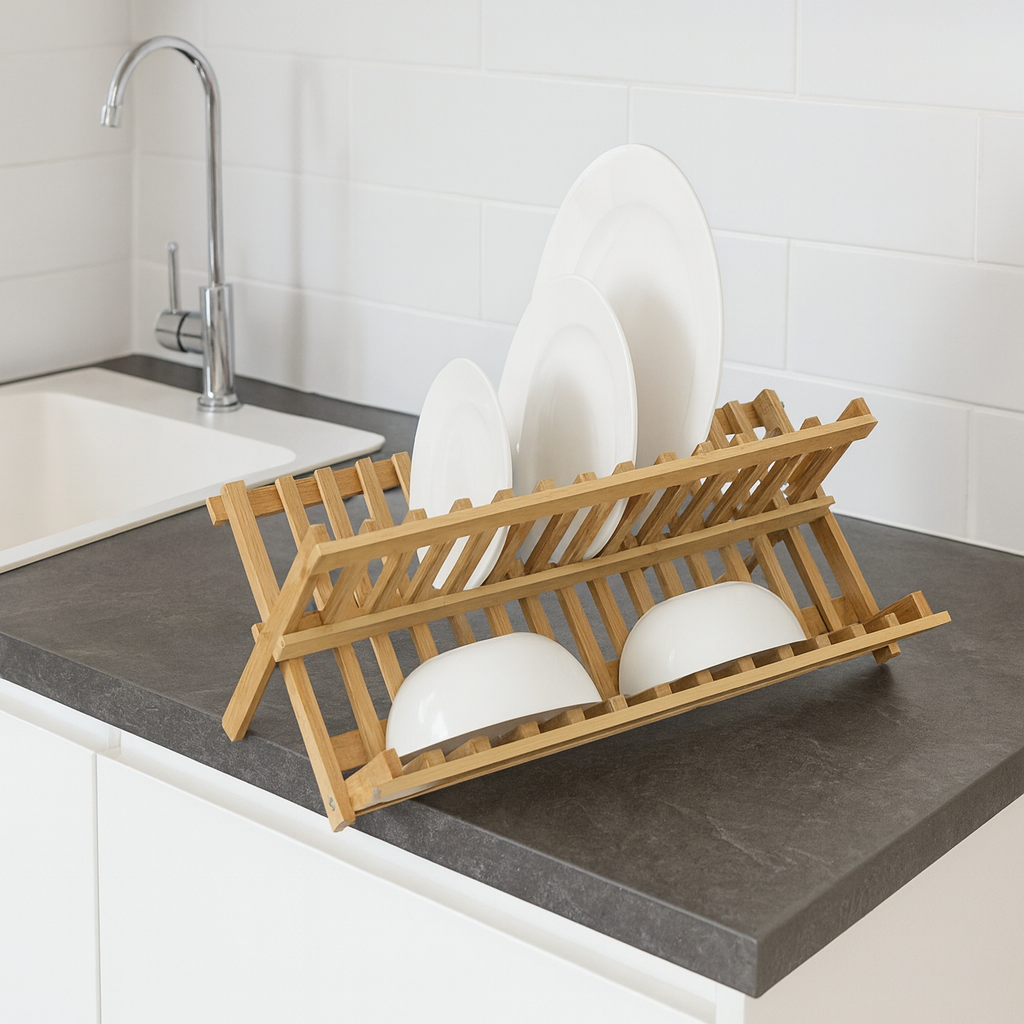 Escurreplatos Plegable de Bambú