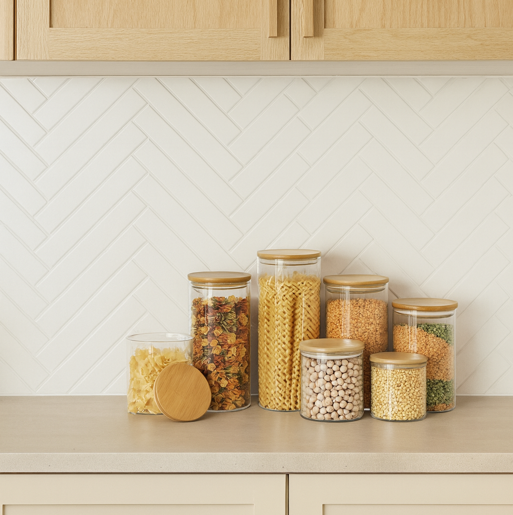 Set de 5 Tarros con Tapa Hermética