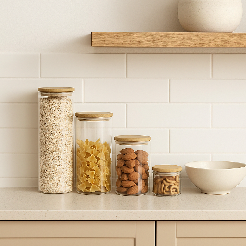 Set de 4 Tarros de Vidrio con Tapa