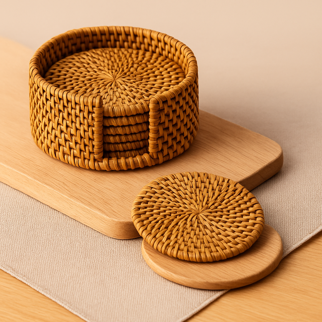 Juego de 6 Posavasos de Ratán