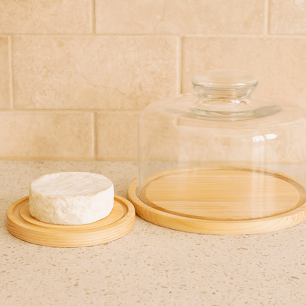 Campana de Cristal con Base de Madera